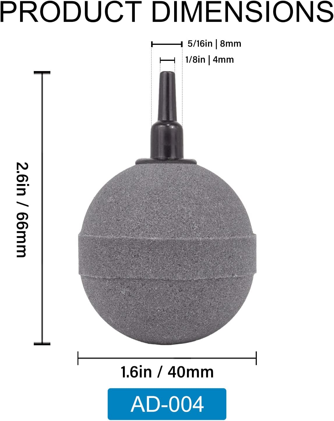 Air Stone Bubble Diffuser Ball - for Aquarium Air Pump and Fish Tanks, Gray, Pack of 10pcs