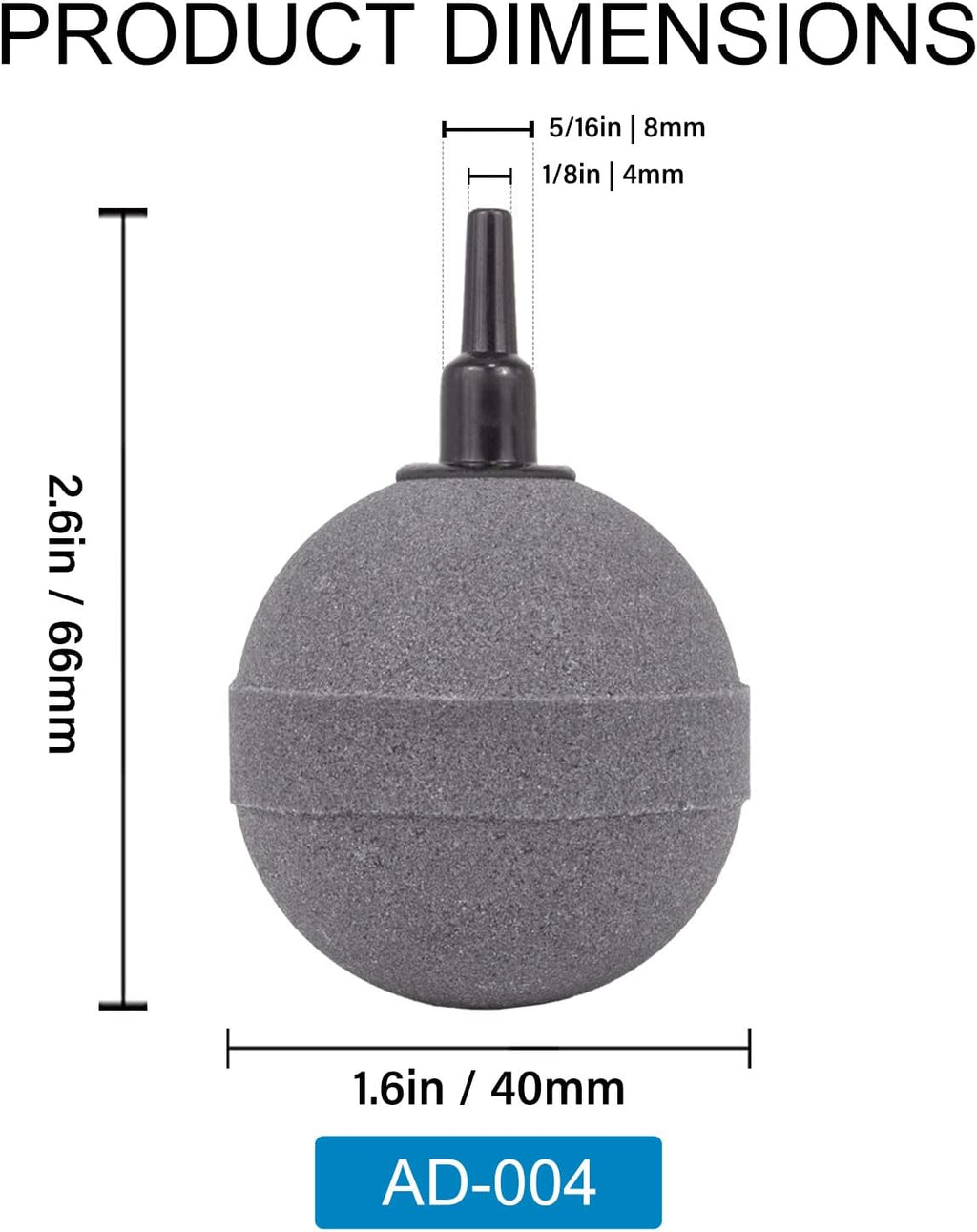 Air Stone Bubble Diffuser Ball - for Aquarium Air Pump and Fish Tanks, Gray, Pack of 10pcs