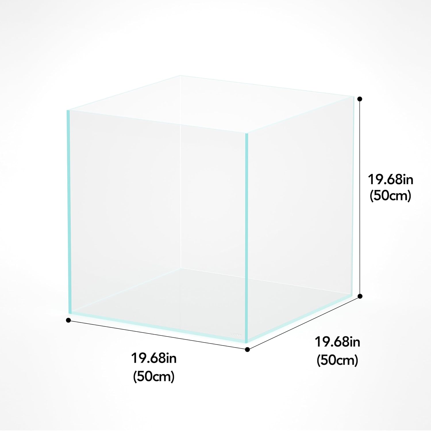 LANDEN 31 Gallon Cube Rimless Low Iron Aquarium Fish Tank,19.7" L × 19.7" W × 19.7" H (50cm x 50cm x50cm) 6mm Thickness with Nano Foam Leveling Mat Included