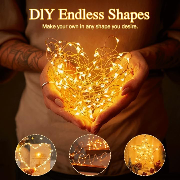 GAILROSO 100Pack Fairy Lights Battery Operated 3 Speed Modes, 7 Ft 20 LED Battery String Mini Waterproof for Mason Jars DIY,Christmas Decoration,Wedding Party