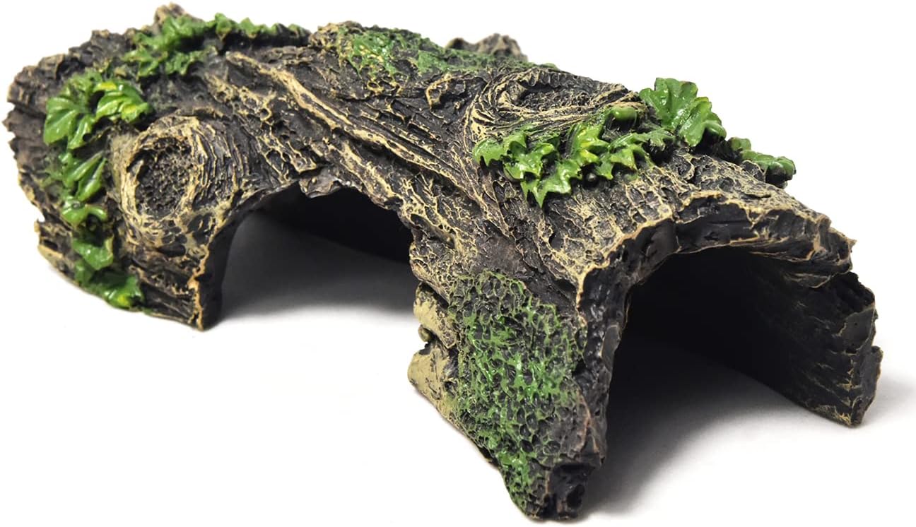 Fish Tank Decorations - Large Aquarium Decorations Air Bubbler Tree Fish House for Betta Hideout Caves Buddha Decor Temple Ruins Arched Betta Fish Accessories Reptile House Shelter Decor (Wood B-S)