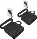 Surge Protector Power Strip 15 ft Cord,Long Power Strip with 4 Widely Outlets, Thin Extension Cord with 3 USB Ports(1 USB C Port),Slim Desk Charging Station,Black(2 Pack)