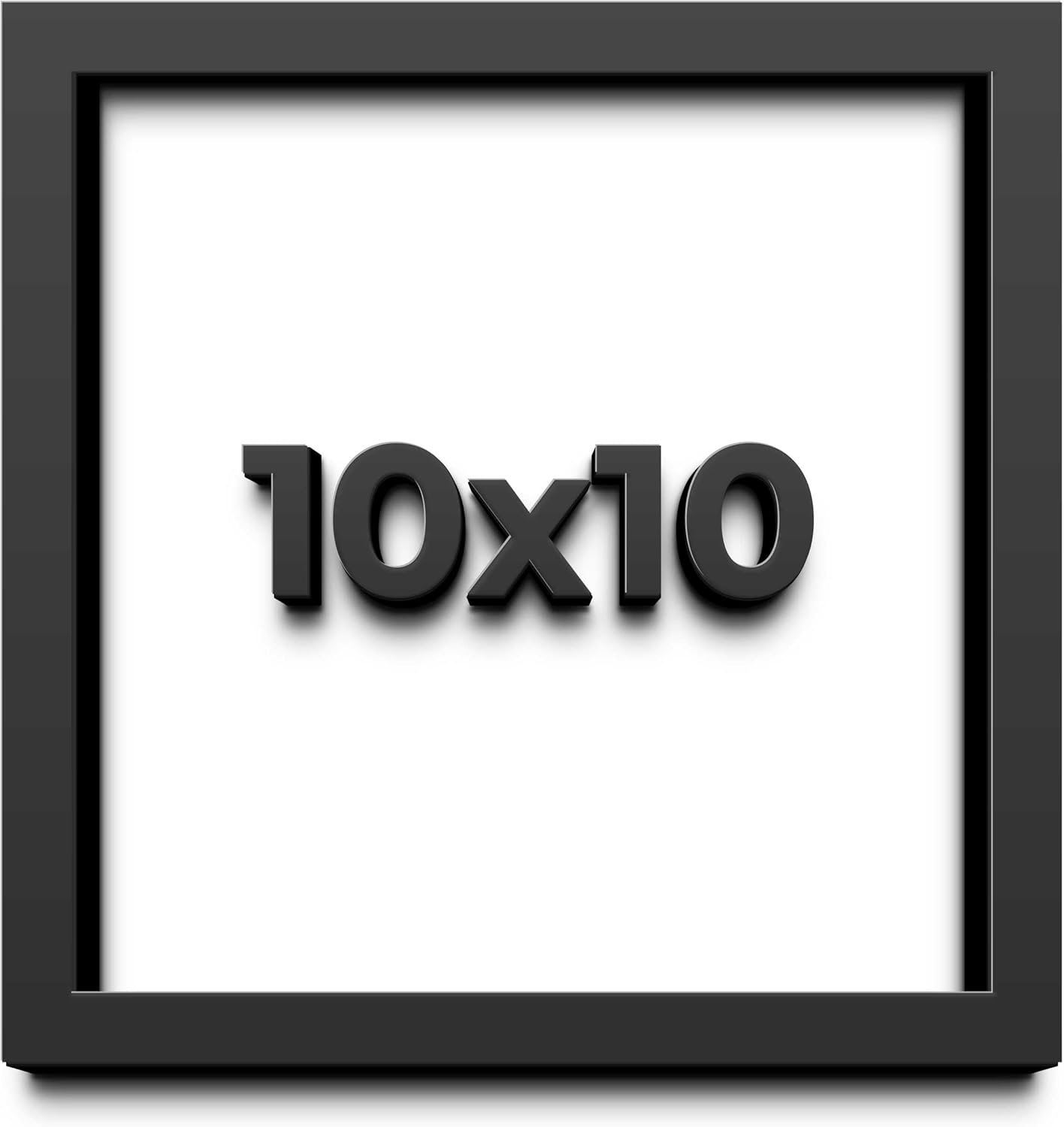 10x10 Shadow Box Frame Black | 1 Inch Deep Solid Wood Shadowbox Display Frame | UV Resistant Acrylic Plexiglass, Acid Free Backing, and Hanging Hardware | Dugan Picture Frame Style
