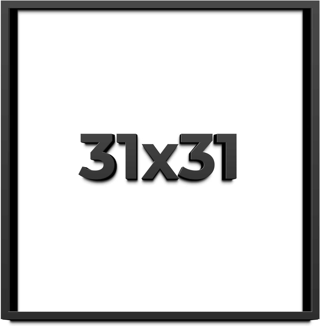 31x31 Shadow Box Frame Black | 1 Inch Deep Solid Wood Shadowbox Display Frame | UV Resistant Acrylic Plexiglass, Acid Free Backing, and Hanging Hardware | Dugan Picture Frame Style