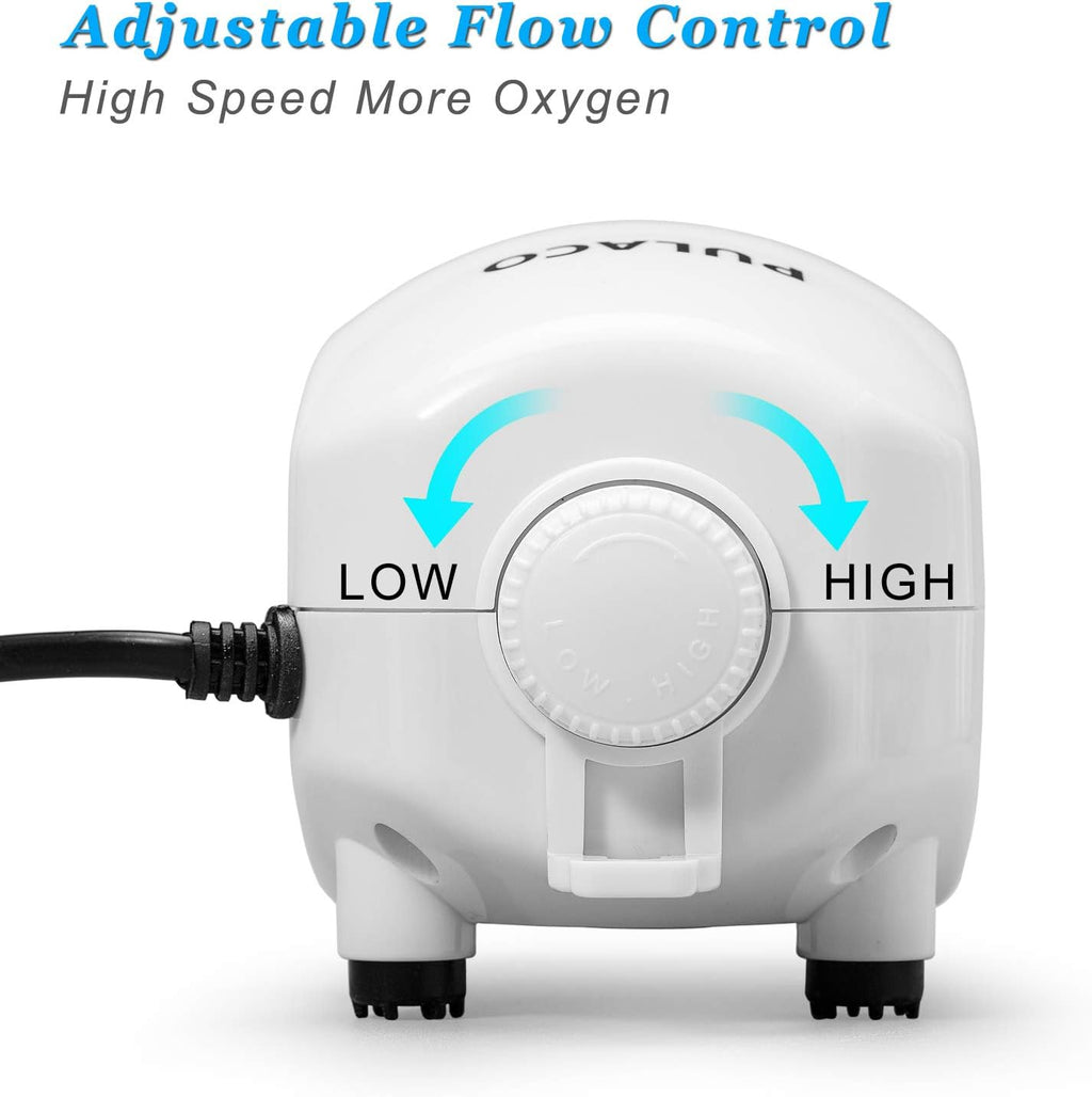 PULACO 210 GPH Ultra Quiet Aquarium Air Pump Dual Outlet, Fish Tank Aerator Pump with Accessories, Under 300 Gallon Fish Tanks