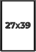 27x39 Shadow Box Frame Black | 1 Inch Deep Solid Wood Shadowbox Display Frame | UV Resistant Acrylic Plexiglass, Acid Free Backing, and Hanging Hardware | Dugan Picture Frame Style