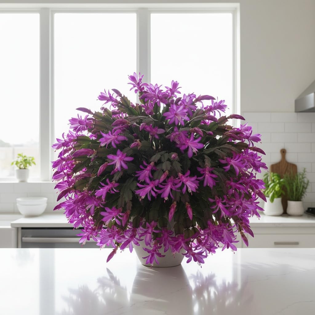 Christmas Cactus Live Plant 4 inch Pot, Christmas Flower Plant, Flower Succulents Plants, Holiday Christmas Cactus for Planting (Purple Christmas Cactus)