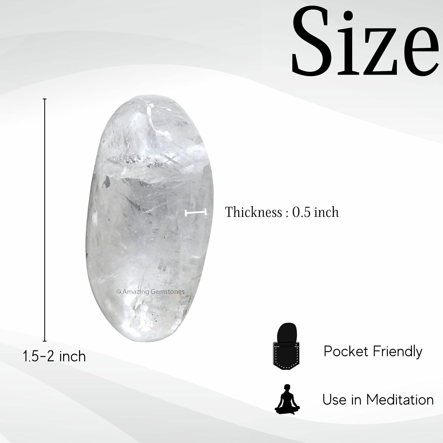 Amazing Gemstone Clear Quartz Crystals and Healing Stones - Large Palm Stone Crystals Piedra - Crystal for Good Luck, Balanced Positive Energy, Meditation - Unique Stocking Stuffers & Birthday Gifts