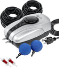 AquaMiracle All-in-One Koi Pond Aerator for Outdoor Ponds up to 1000 Gallons, Pond Air Pump Pond Aeration System with Double Outlet Airline Tubing Air Stones Check Valves