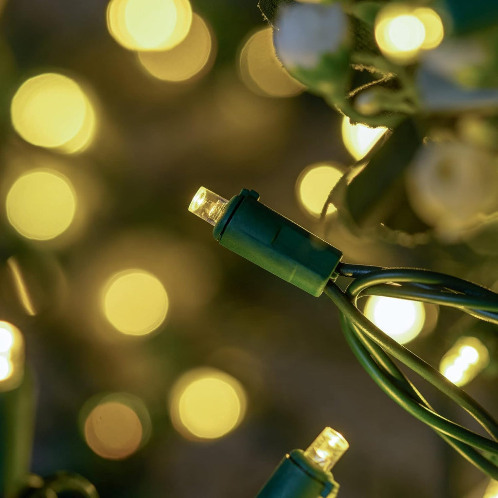 YULETIME 200 Warm White Wide Angle LED Christmas Lights, 66 Feet Green Wire UL Certified 5mm Holiday String Light Set (Warm White)