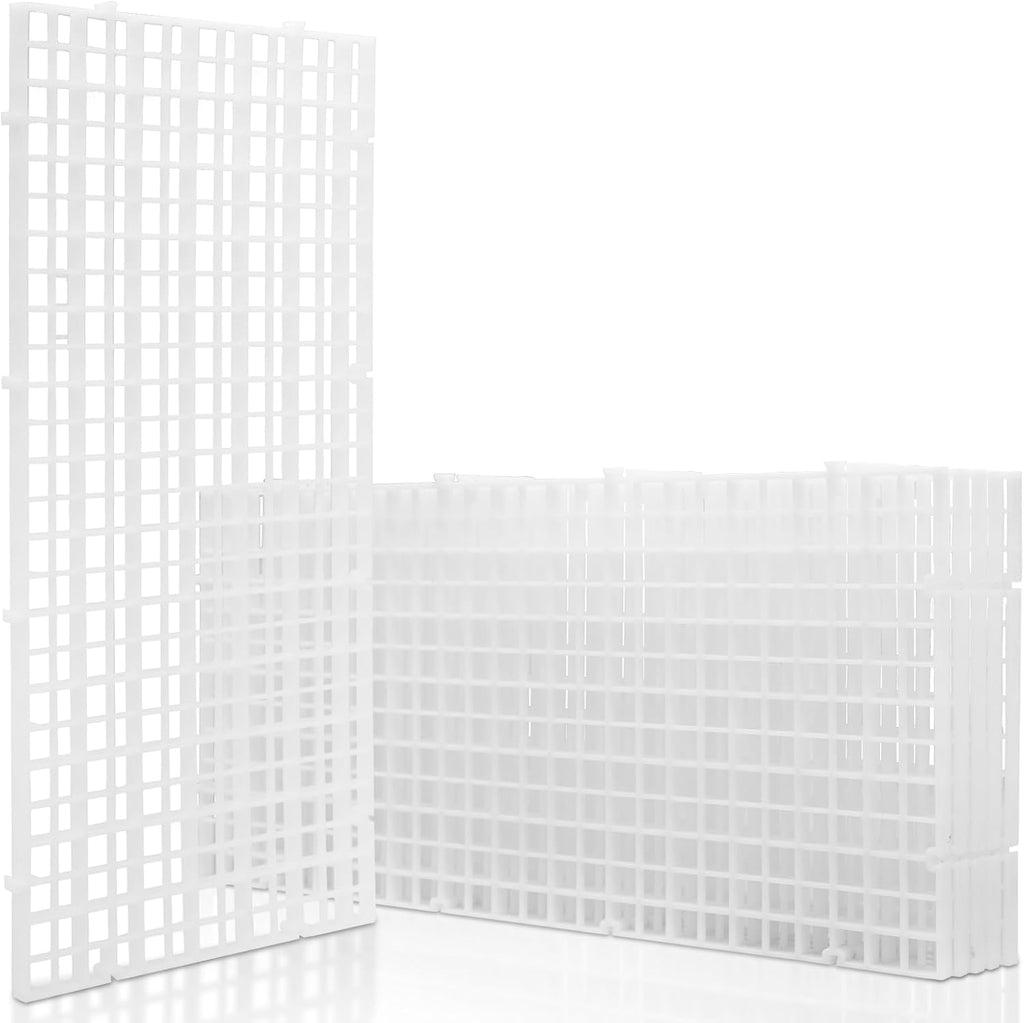 LINLAN 6 Pieces 5.9x11.8in (15X30cm) Aquarium Grid Plastic, Fish Tank Divider, Egg Crate for DIY Filtration and Bottom Protection in Aquascaping (White-No Accessories)