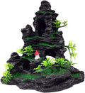 Aquarium Ornament - Mountain View Stone Tree Rock Cave Fish Tank Decorations with Small Pavilion