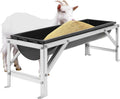 Livestock Feed Trough with Metal Stand 39" Long Large Capacity Livestock Feeder for Lambs Foals Calves Sheep Horses Alpacas and Goats in Farm (Silver+Black)