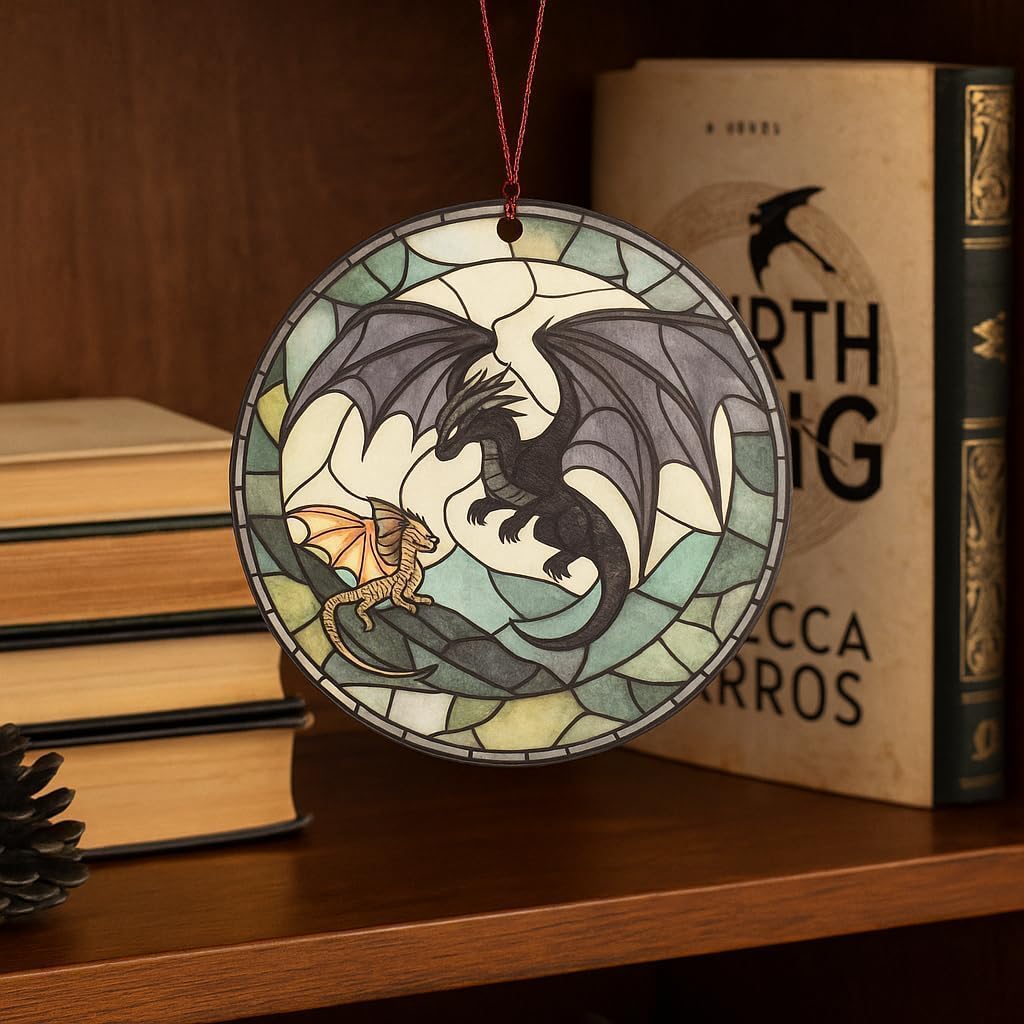 Dragon Ornament, Fantasy Acrylic Round Ornament with Two Dragons, Gothic Home Decoration, Mythical Creature Christmas Ornament 2025, Unique Gift for Dragon Lovers, Fantasy Decor for Men and Women