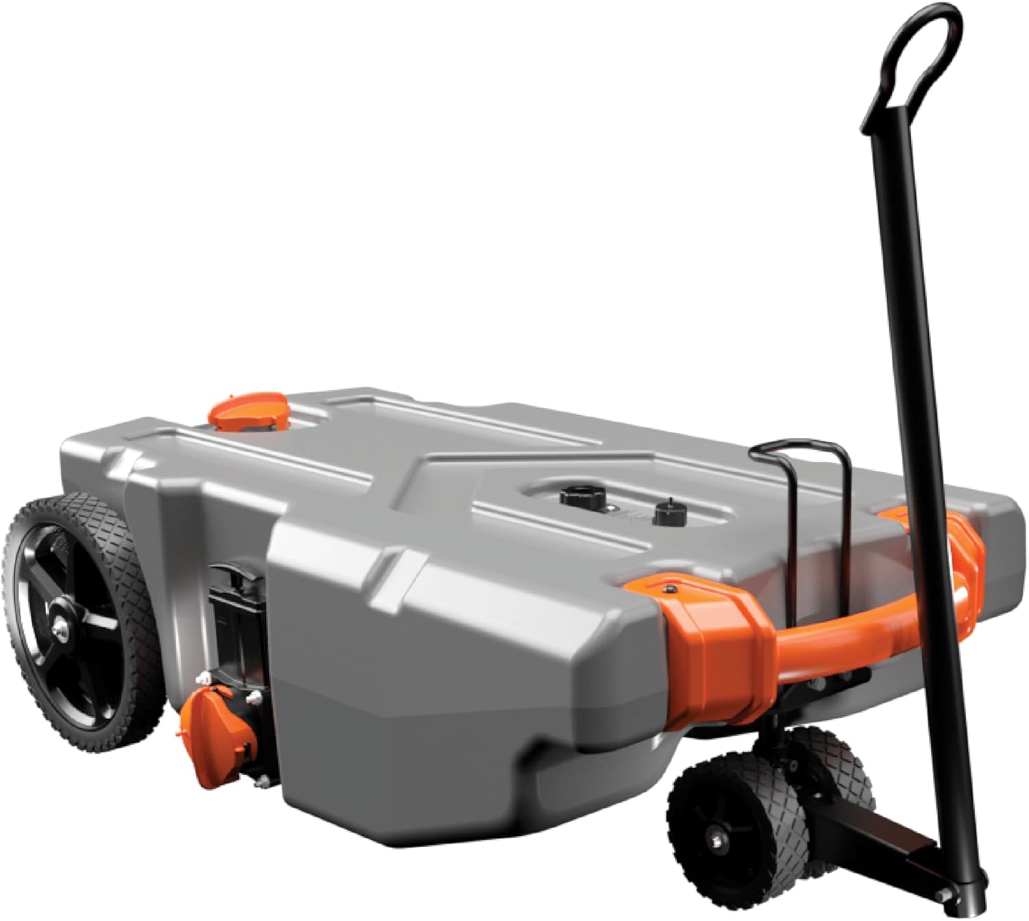 Camco Rhino 28-Gallon Portable RV Tote Tank - Features 2 Steerable No-Flat Front Wheels & Built-in Gate Valve - Includes Removable 24" Tow Bar, 3’ Sewer Hose & More RV Accessories (39005)