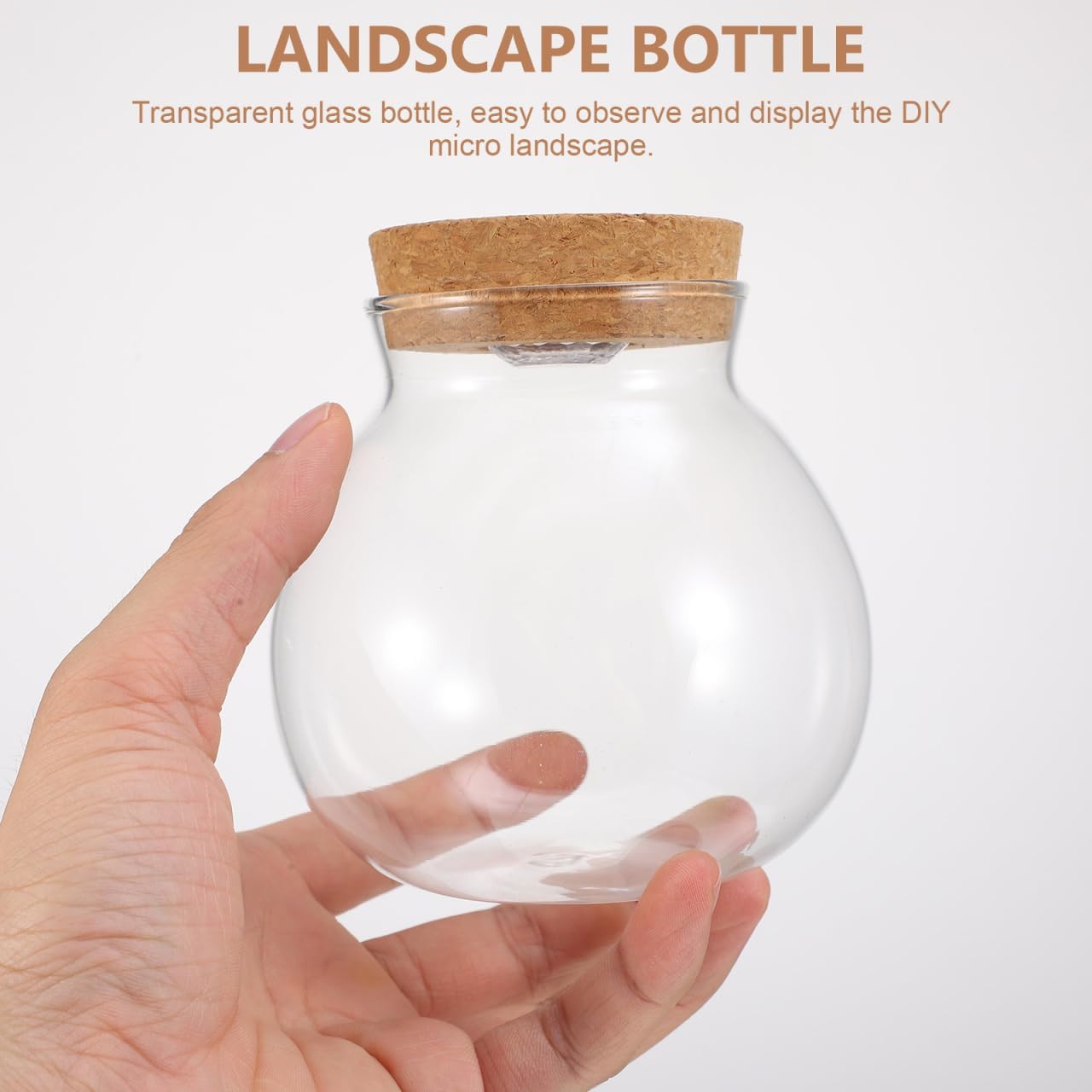 NUOBESTY Round Glass Jars with Cork Lid, Small Glass Cork Bottles with Led Light, Plant Terrarium Display Bottles for Diy, Kitchen Storage Candy Jar for Tea Biscuits Cereals Flour Beans