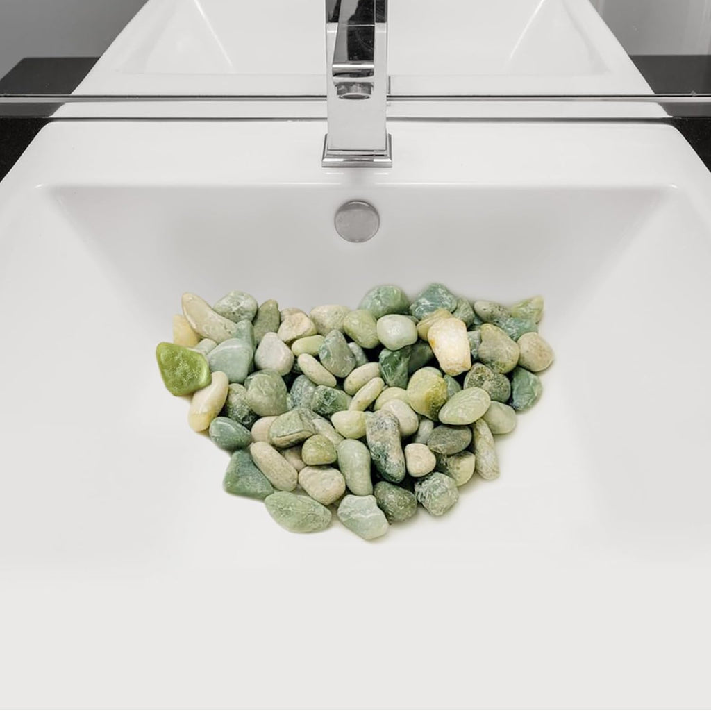 40 lbs Jade River Rocks for Landscaping, 2-3 Inch Large Polished Pebbles. Decorative Green Gravel Stones for Plants, Vases and Garden