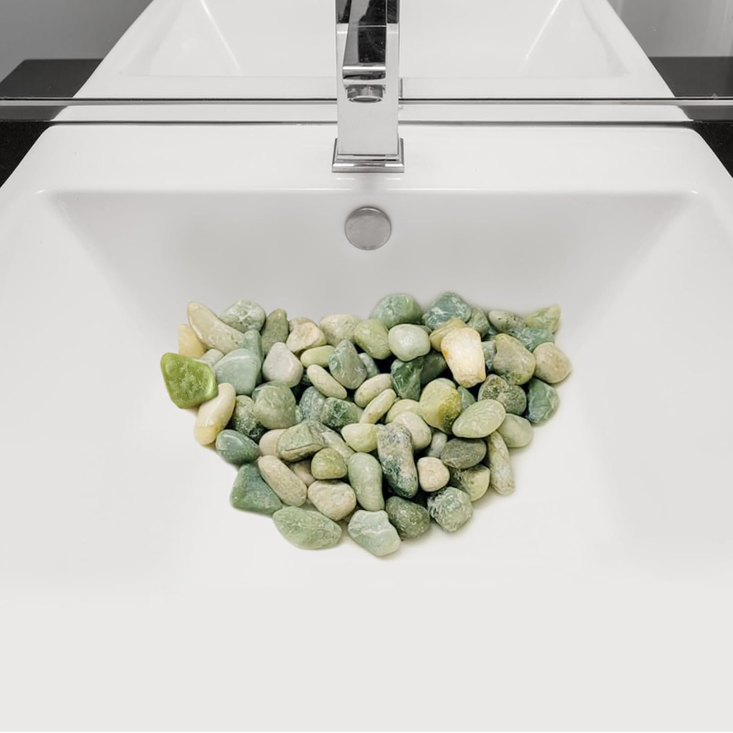 40 lbs Jade River Rocks for Landscaping, 2-3 Inch Large Polished Pebbles. Decorative Green Gravel Stones for Plants, Vases and Garden