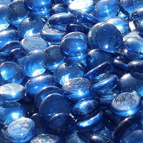 Reflective Fire Pit Glass Beads - Professional Grade Fire Glass for Fire Pit - 3/4" Firepit Glass Rock - Glass Stones - Gas & Propane Fireplace Glass (50 Pound, Light Blue)