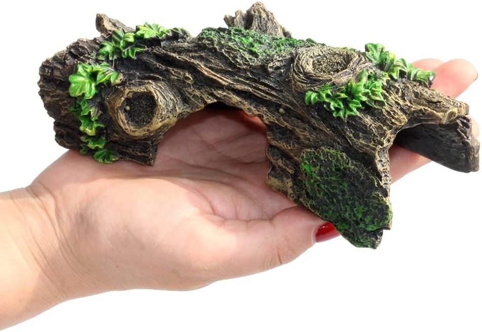 Resin Aquarium Wood Small Reptile Hide Aquarium cave Betta Log Aquarium Ornament pleco cave Snake Hideout (Tree bark)