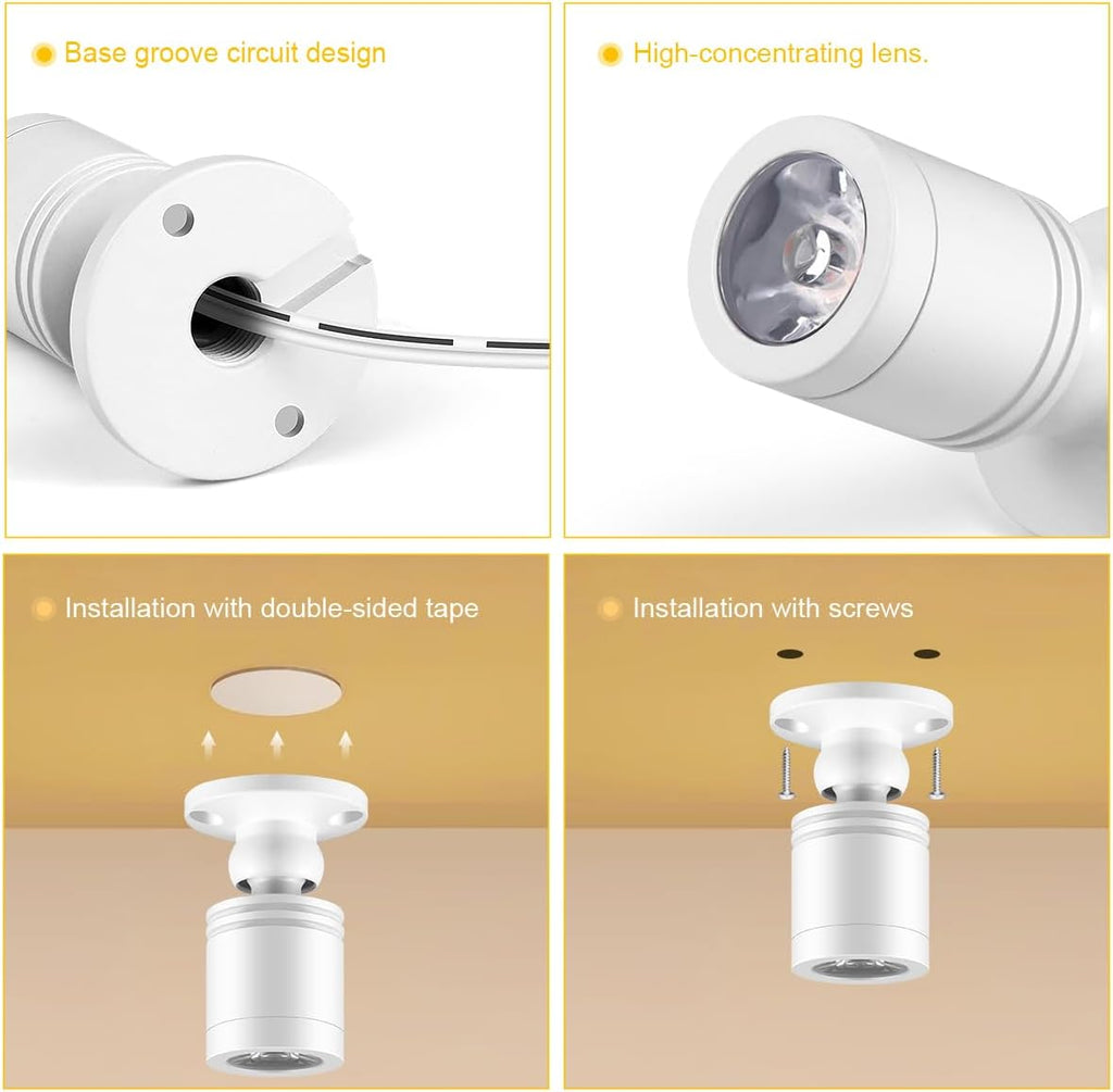 Cabinet Light LED Spotlights 6 Pack Dimmable Penetrative Touch-Sensitive Switch, Suitable for Wall Art, Plants, Jewelry Display Cases, and Collectible Showcases (Cool White 6500K)