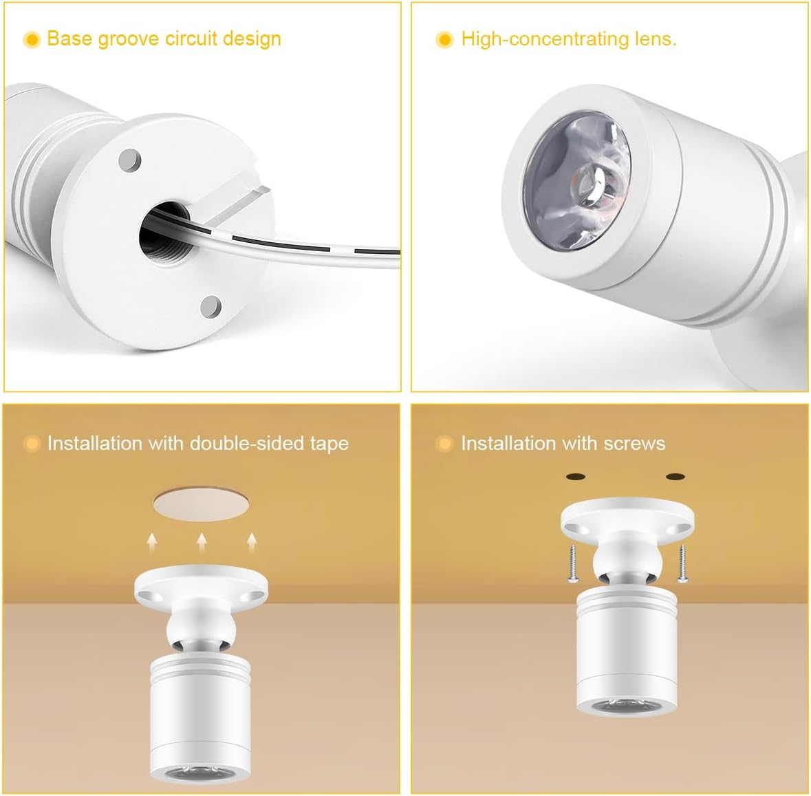 Cabinet Light LED Spotlights 6 Pack Dimmable Penetrative Touch-Sensitive Switch, Suitable for Wall Art, Plants, Jewelry Display Cases, and Collectible Showcases (Warm Light 3000K)