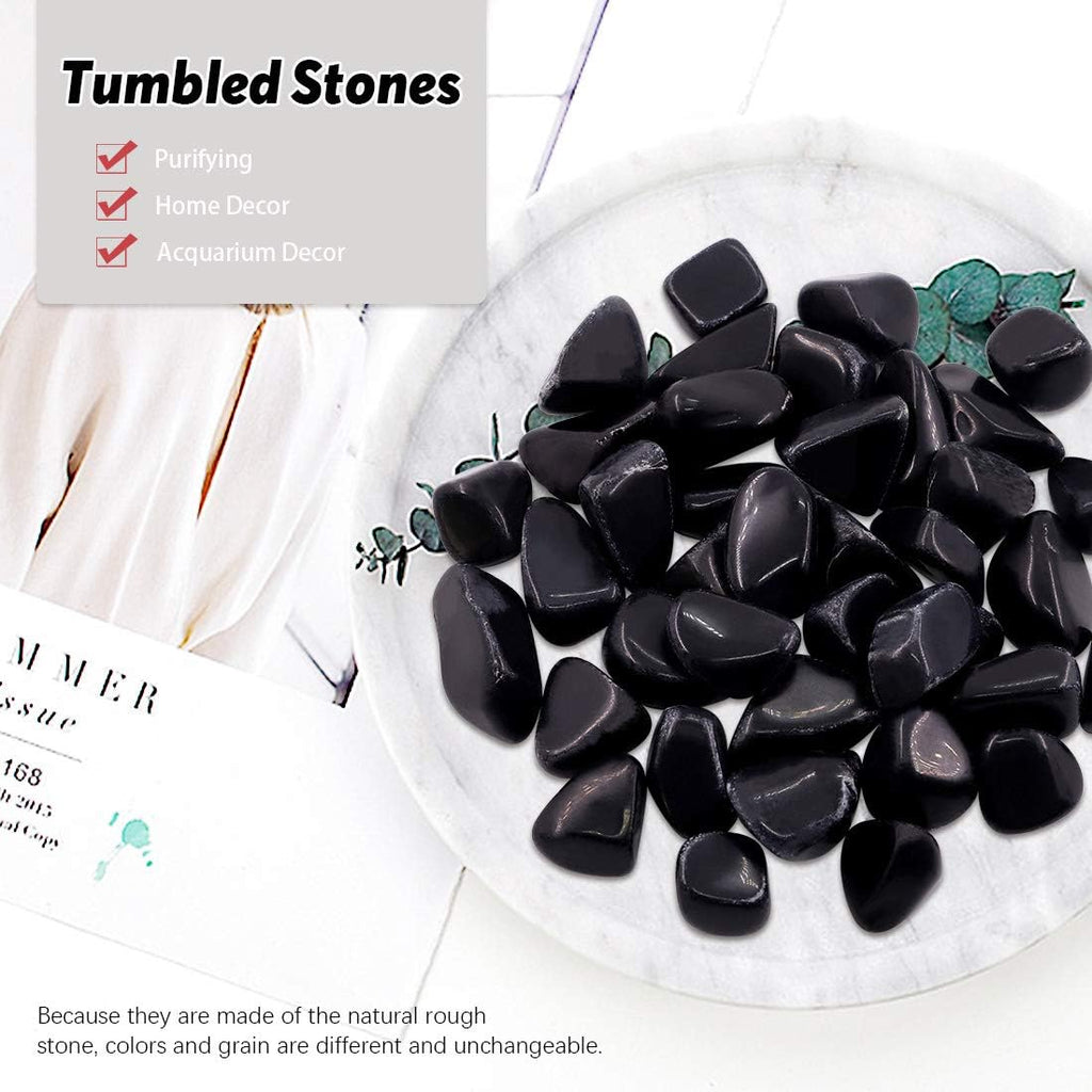 Hilitchi 1lb Bulk Large Natural Tumbled Polished Brazilian Stones Gemstone Healing Crystals Quartz for Wicca, Reiki, and Energy Crystal Healing (Obsidian About 1lb/450g/16oz/bag)