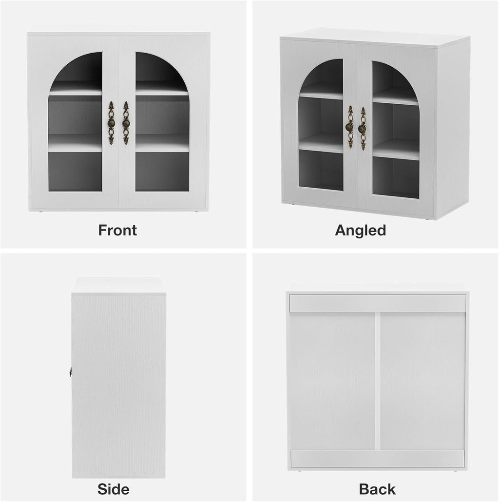 20-29 Gallon Fish Tank Stand with Adjustable Shelves, Glass Door Aquarium Stand with Storage Cabinet, 31x15 Reptile Terrarium Stand with Bronzed Metal Handles, Level Footings, 350 Lbs
