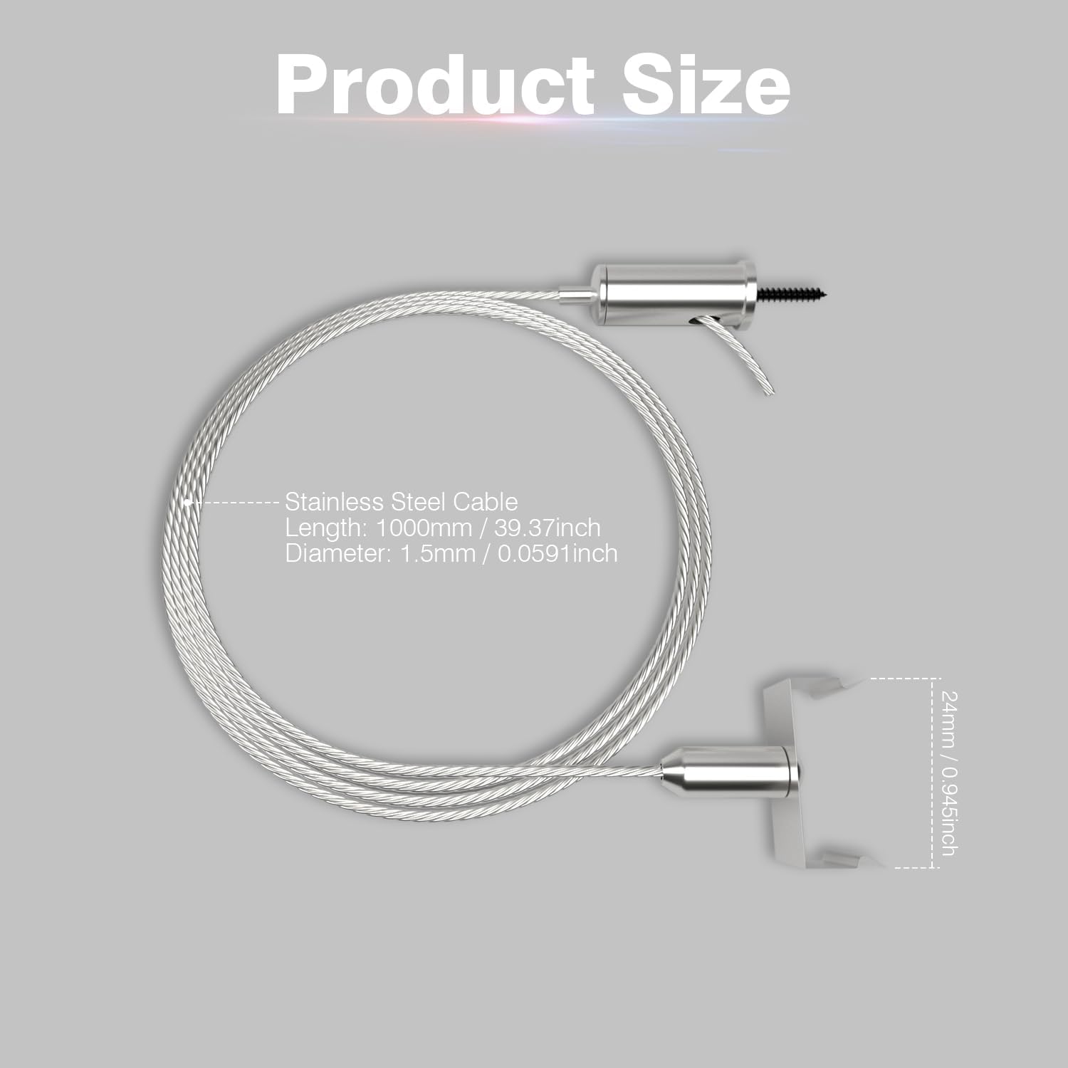 14 Pack Hexagon Garage Light Hanging Cable Kit, Adjustable 1.0M Stainless Steel Suspension Wire Rope Set, Heavy Duty 1.5mm Lighting Hanging Kit for Hex LED Lights, Max Load 6.6lbs