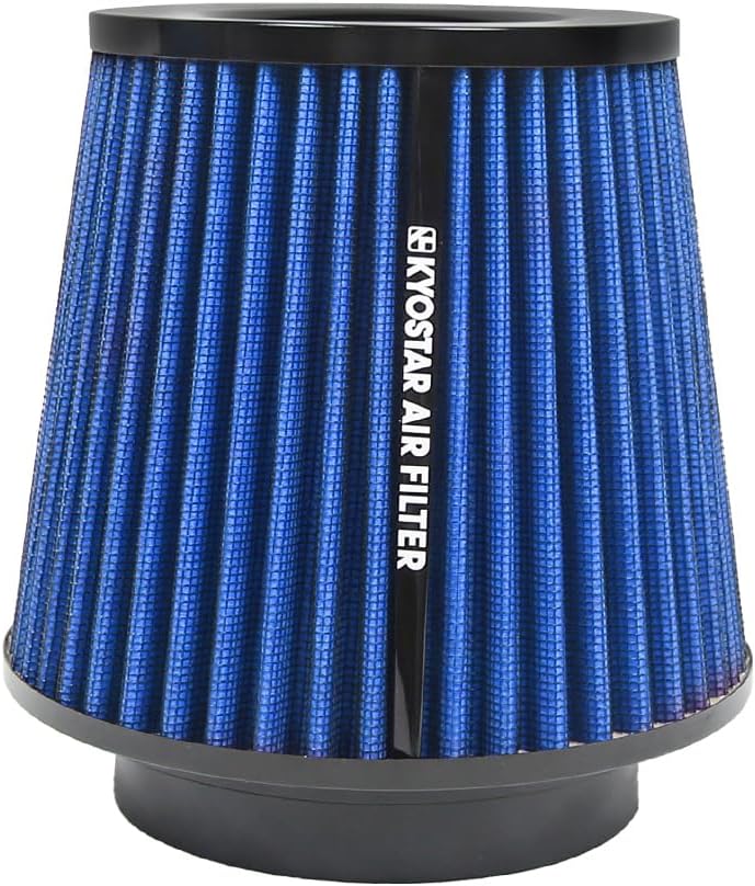 Kyostar 3/3.5/4inch Inlet Cold Air Intake Cone Replacement Performance Washable High Flow Dry Air Filter, Blue