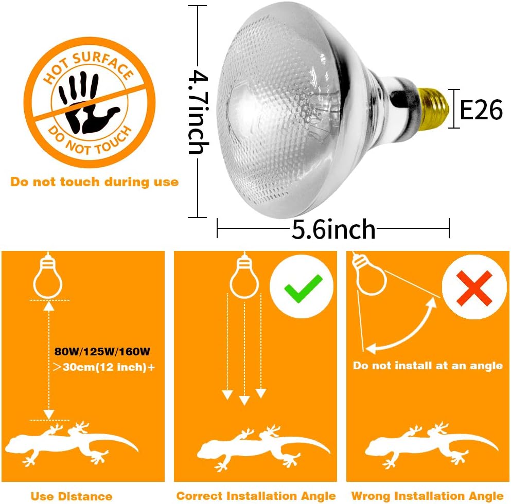 LUCKY HERP 100 Watt UVA UVB Full Spectrum Vapor Heat Lamp Bulb, Self-Ballasted UV Heat Lamp/Bulb/Light for Reptile and Amphibian, Sun Lamp for Bearded Dragon Lizard Turtle(Coated)