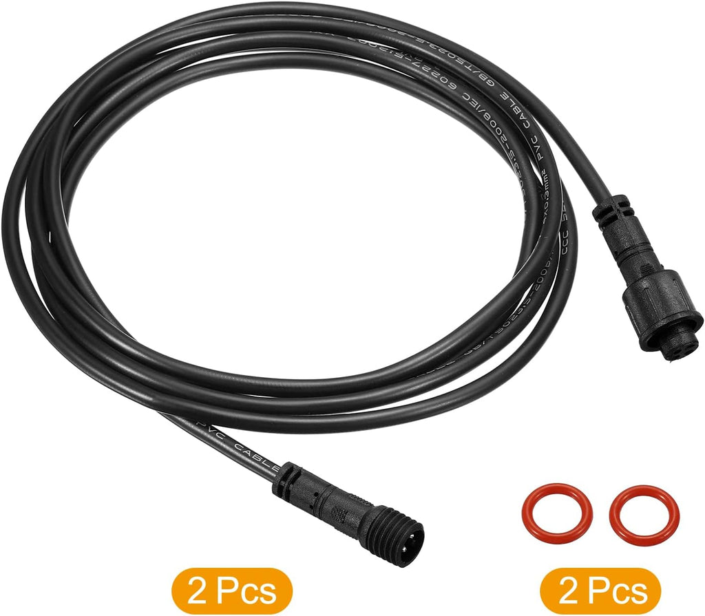 PATIKIL 6.56Ft 4 Pin Extension Cable Wire, 2Pcs 22 AWG Waterproof IP67 Connector with Male and Female at Both Ends for LED Strips, Black