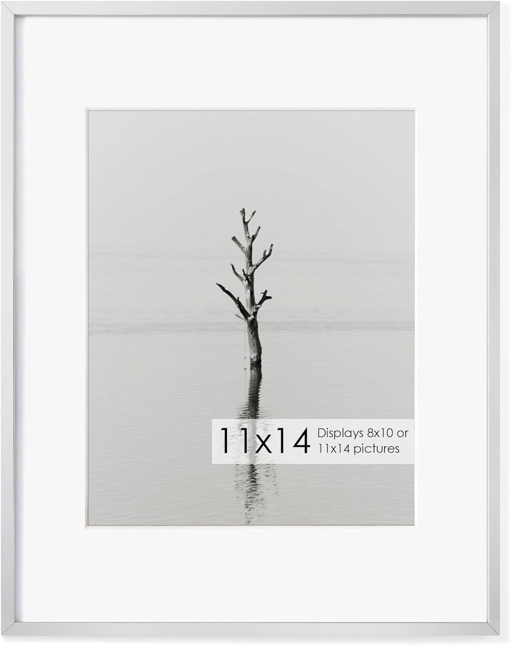 Fun Memories 11x14 Metal Picture Frame- 11x14 Aluminum Photo Frames with 8x10 Mat, High-Definition Plexiglass Front, and Hanging Hardware,Premium Metal Picture Frame Collection(Silver, Pack of 1)