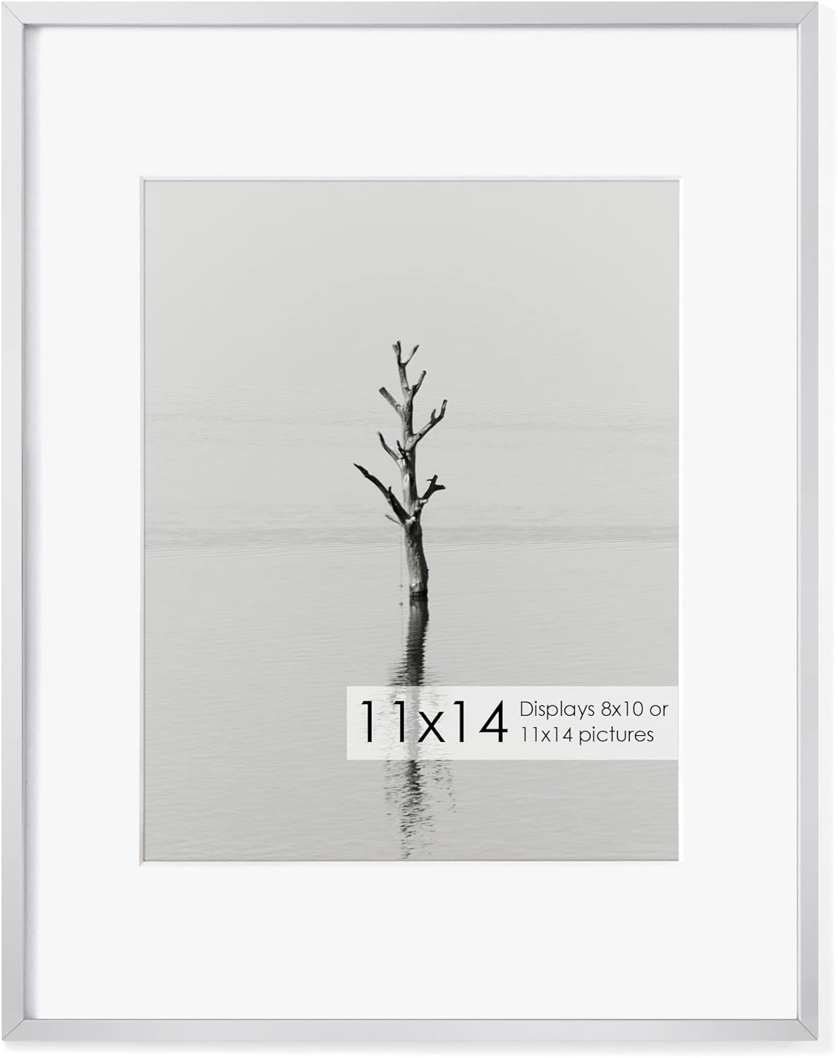 Fun Memories 11x14 Metal Picture Frame- 11x14 Aluminum Photo Frames with 8x10 Mat, High-Definition Plexiglass Front, and Hanging Hardware,Premium Metal Picture Frame Collection(Silver, Pack of 1)