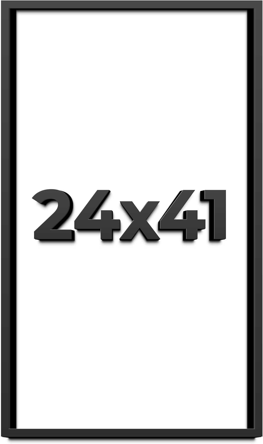 24x41 Shadow Box Frame Black | 1 Inch Deep Solid Wood Shadowbox Display Frame | UV Resistant Acrylic Plexiglass, Acid Free Backing, and Hanging Hardware | Dugan Picture Frame Style