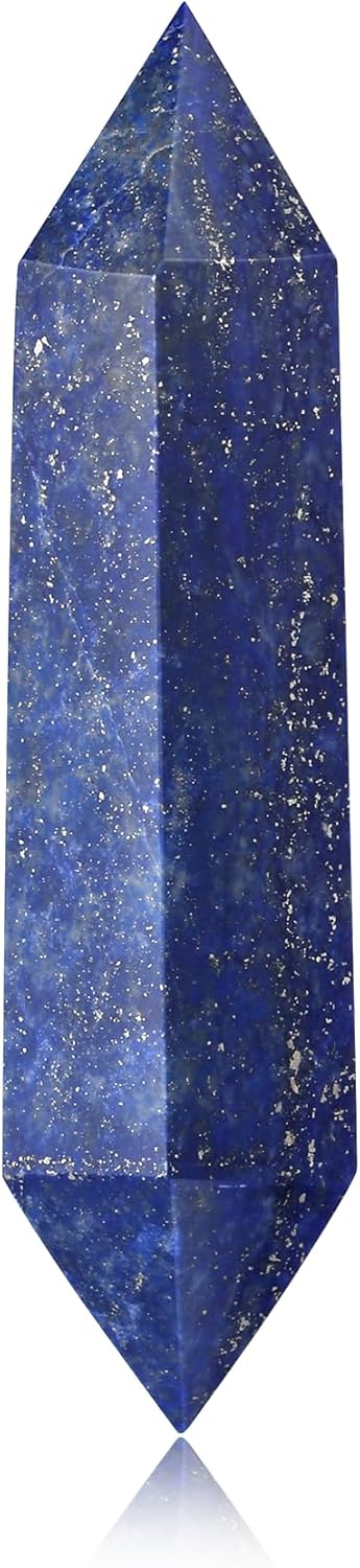 YATOJUZI 3.5" Lapis Lazuli Healing Crystals Wand Natural Crystals and Healing Stones Large Hexagonal Lapis Lazuli Crystal Points for Meditation Divination Reiki Energy Balancing 1PCS