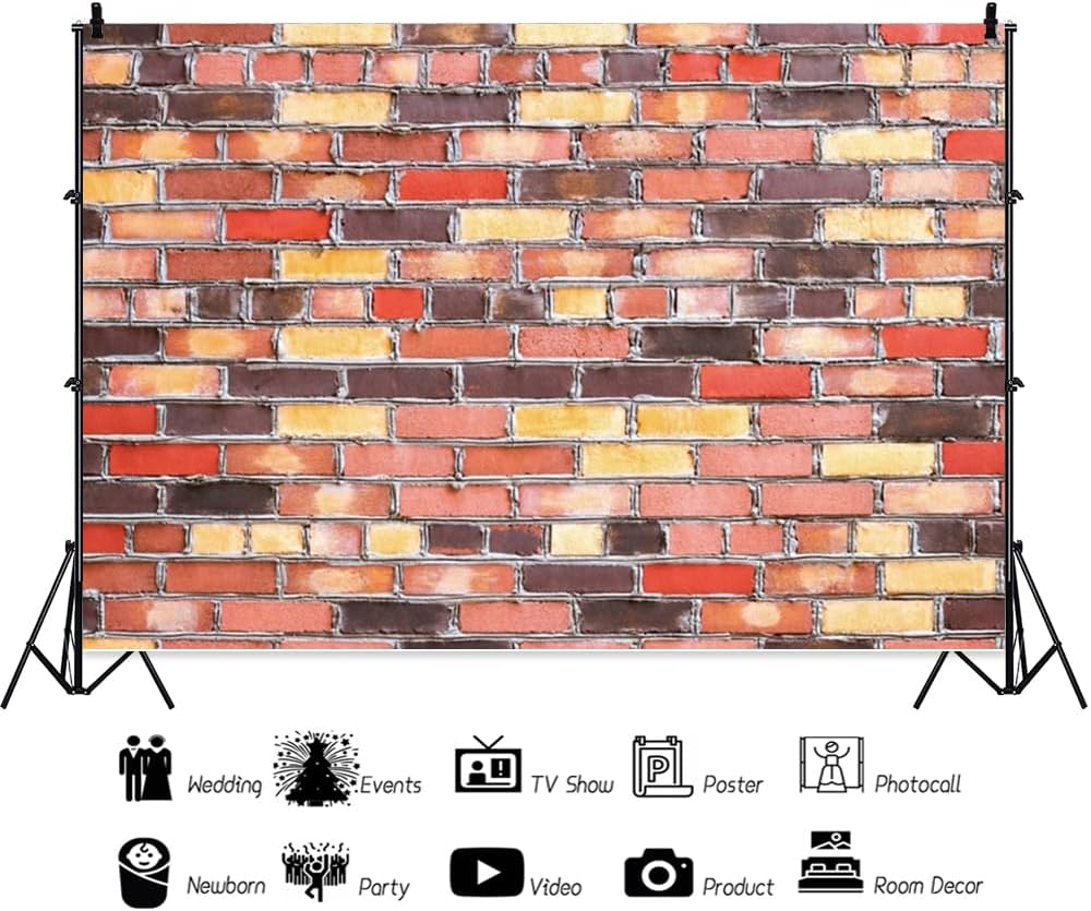 ChloropLastid 10x8ft Brick Wall Backdrop Retro Art Multi Brick Wall Background Rural Style Wall Texture Countryside Photography for Newborn Birthday Baby Shower Party Decor Photo Props
