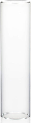 WGVI Hurricane Candle Holder Sleeve, Wide 4", Height 16", Clear Glass Cylinder Candleholder, Chimney Tube, Open Ended Candle Shade, 1 Piece
