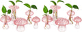 Hewory Mushroom Jars for Plants, 10pcs Pink Glass Mushroom Bud Vase for Flowers, Unique Plant Propagation Stations Propagating Vases Decor, Mini Cute Hydroponic Terrarium Planter for Indoor Planters