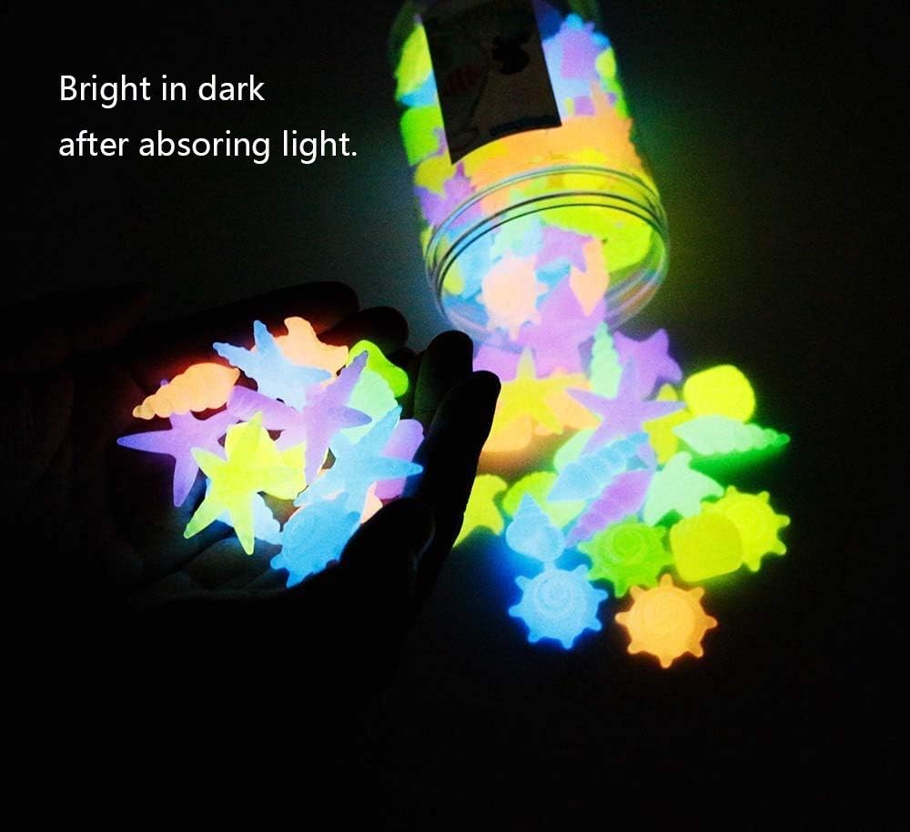 Aquarium Rocks, Can Glow in The Dark After Daily Exposure to Light, Cute Sea Item Shaped Decor Stones for Fish Bowl, Garden, Ponds, Handmade Crafts, Non-Toxic Colorful Fish Tank Substrate