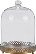 Twakutwku 14" Tall Large Sturdy Handmade Glass Cloche Dome with Metal Base in Gold for Plant, Terrarium, Collectibles, Candle. Cloche Glass Dome, Bell Jar Display Case (Metal Base, 14")