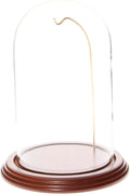 Plymor 4.5" x 8" Watch/Ornament Glass Display Dome Cloche (Walnut Veneer Base & Gold Wire)