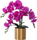 LESING Artificial Orchid Flower with Vase, White Orchid Bonsai Faux Orchid Phalaenopsis Plant Pot Arrangements for Home Decoration (Purple,Gold Vase)
