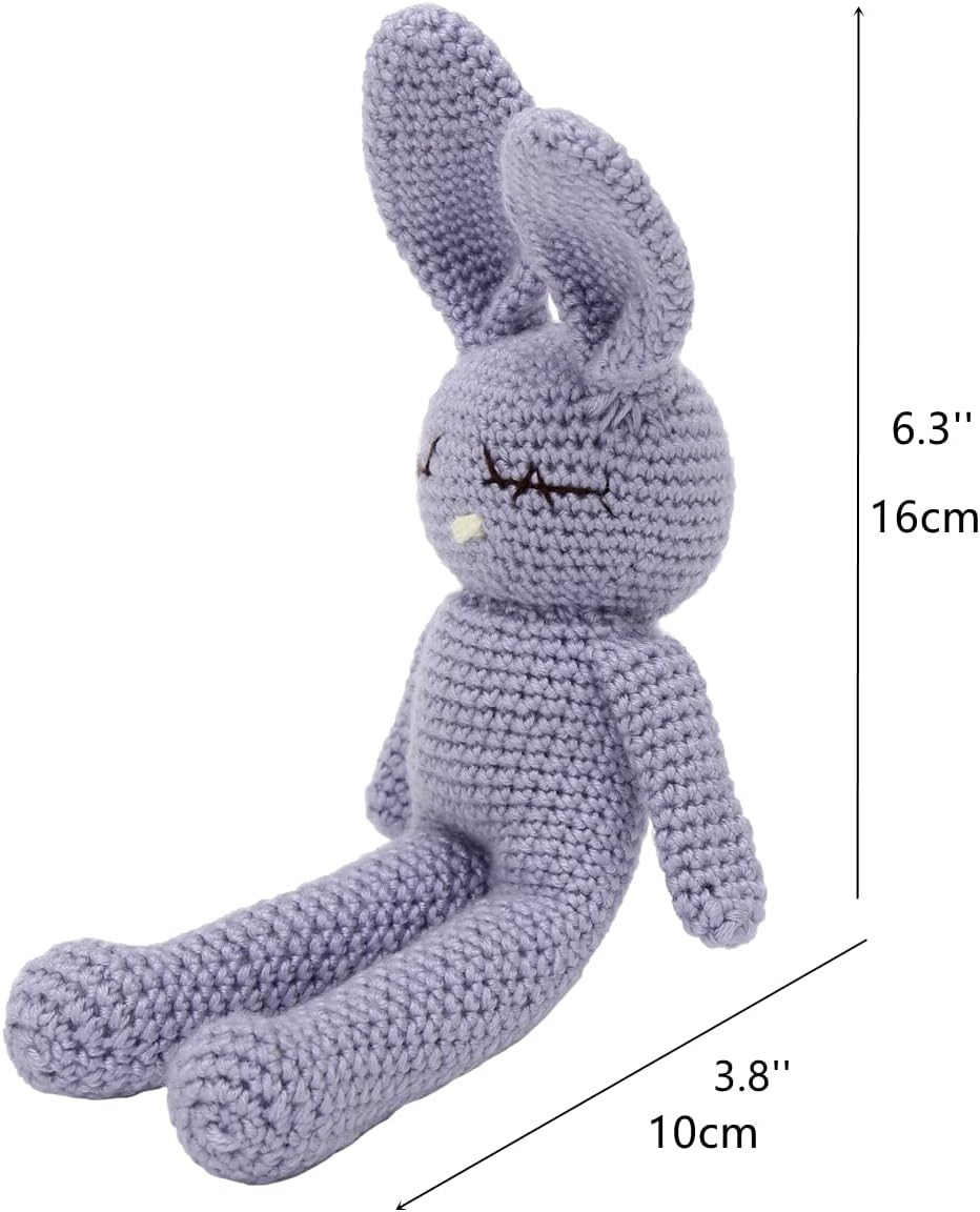 Moni's Choice Stuffed Plush Baby Crochet Bunny Rabbit Easter Gifts Handmade Stuffed Animal Hand-Knit Doll Granddaughter Grandson Lovey Sleep Toy Newborn(Blue)