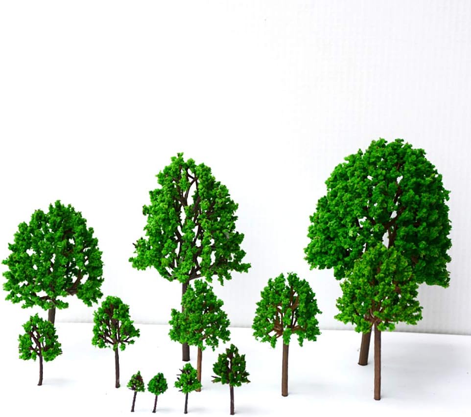 ACKLLR 21 Pieces Mixed Model Trees,1.18-5.51 inch Model Train Scenery Architecture Trees Fake Trees for DIY Crafts, Building Model, Projects, Woodland with No Bases,Railroad Landscape Natural Green