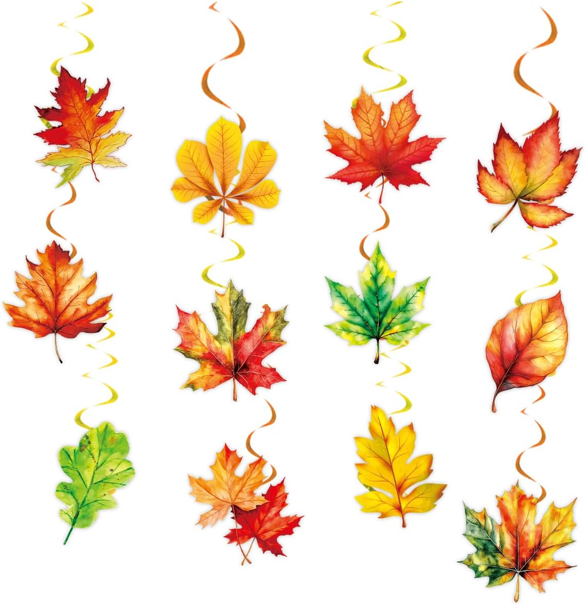24 Pieces Fall Leaves Hanging Swirls – Maple Leaves Swirls Decorations 5.6×5.9 Inch Fall Thanksgiving Ceiling Hanging Decorations for Home, Autumn Thanksgiving, Harvest Decor, Family Gathering