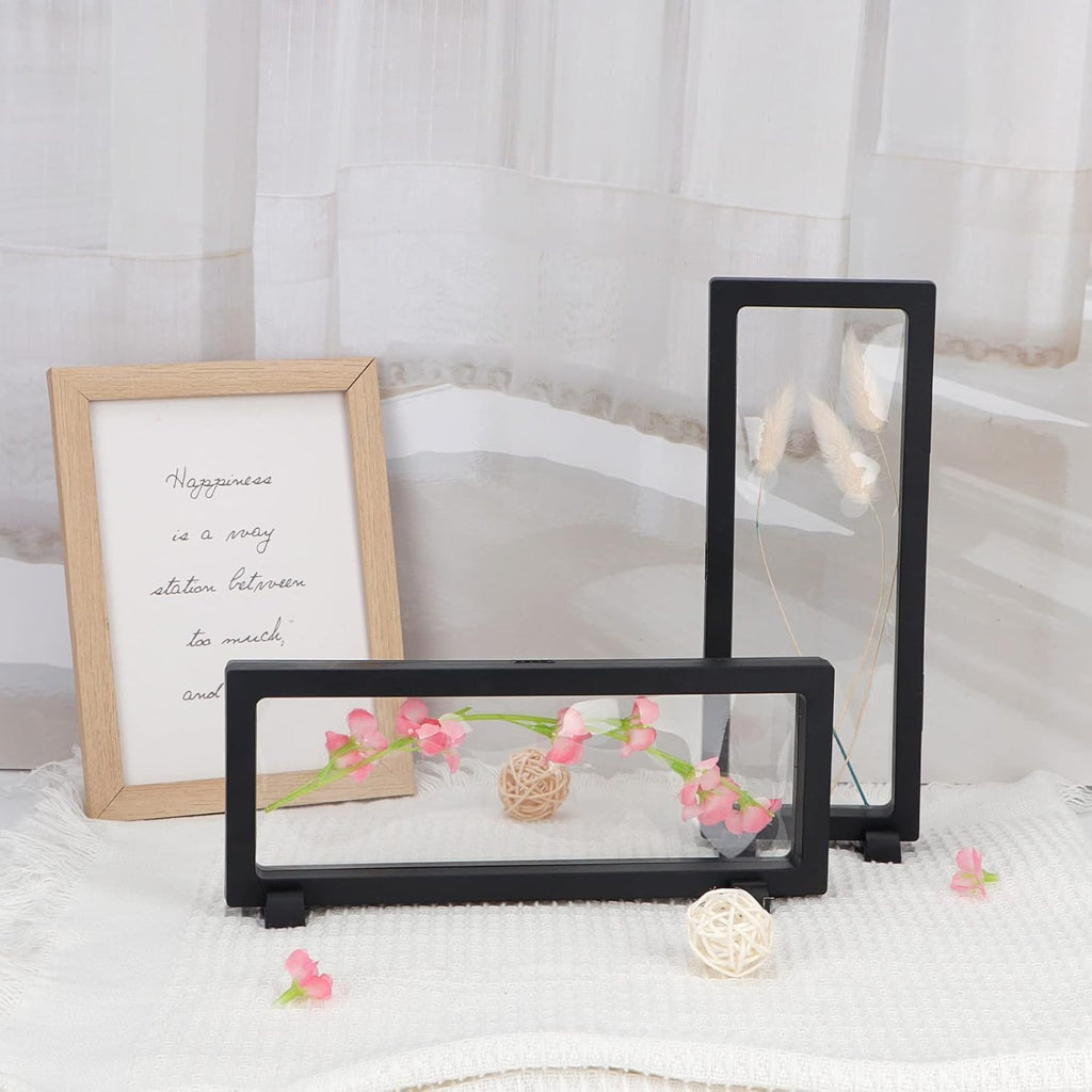 3D Floating Display Case, Black Coin Holder Display 4pcs, 3D Floating Display Case for Challenge Coins Jewelry Specimen, 9’’ × 3.5’’ × 0.75’’ 3D Floating Frame