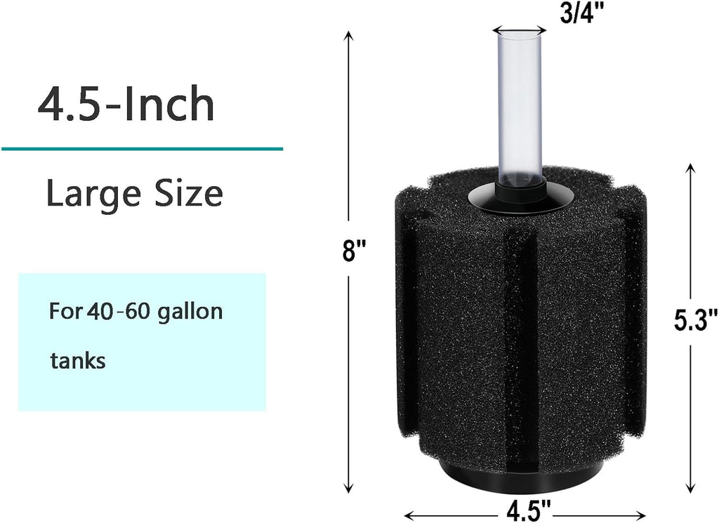 AQUANEAT Aquarium Bio Sponge Filter Breeding Fry Betta Shrimp Nano Fish Tank (Large up to 60Gal)