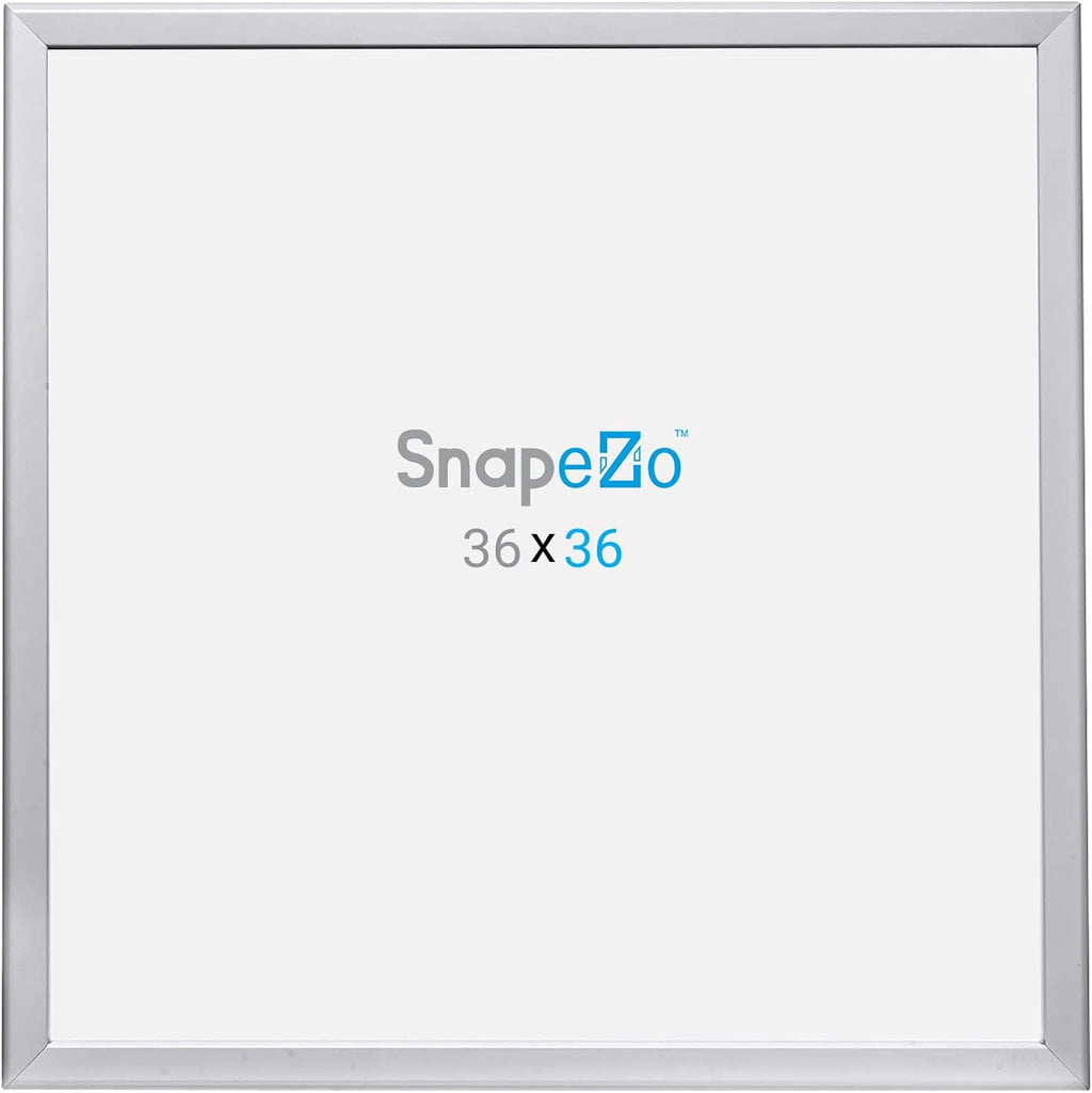 SnapeZo Poster Frame 36x36, Silver, 1.25 Inch Aluminum Profile, Front-Loading Snap Frame, Wall Mounting, Professional Series