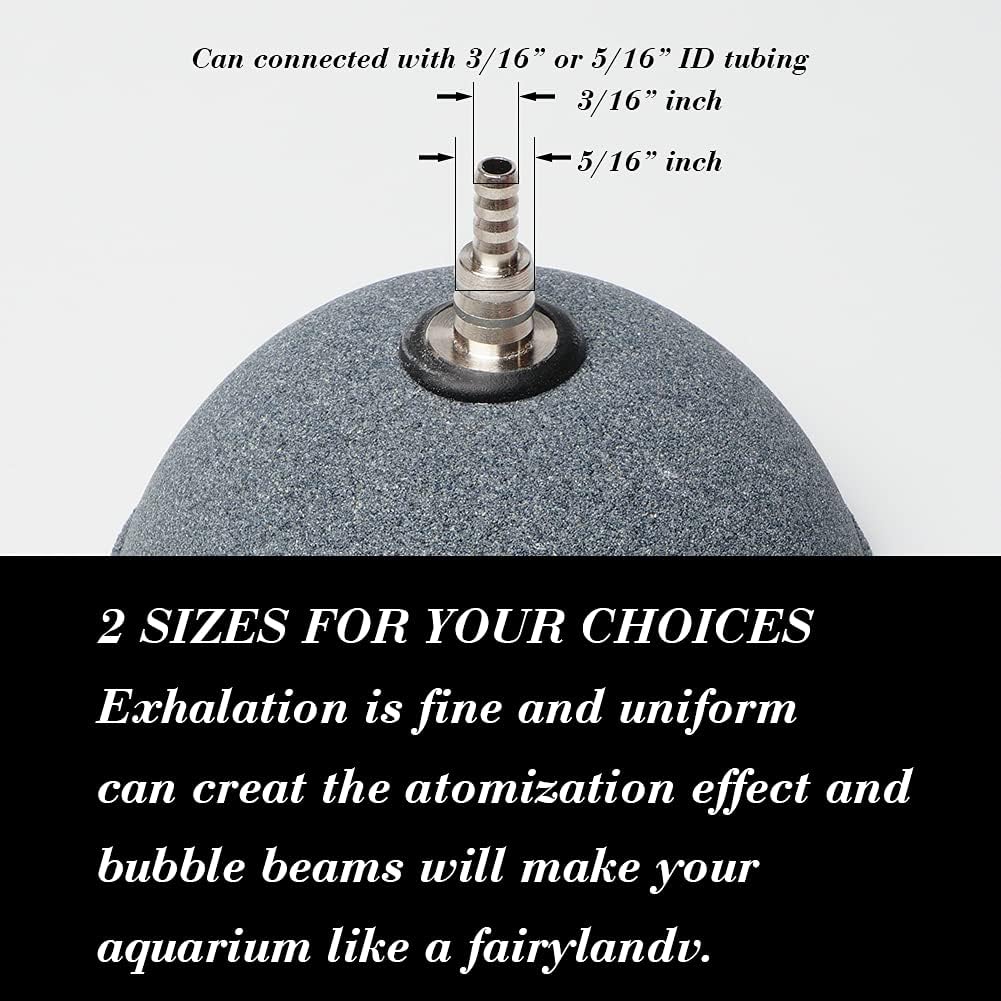 Quickun 2 Inch Updated Crazy Air Stone Cylinerr Bubble Plus Ball Diffuser Aquarium Fish Tank Hydroponics Pump Airstones Diffuser 3/16" 5/16" Hose ID